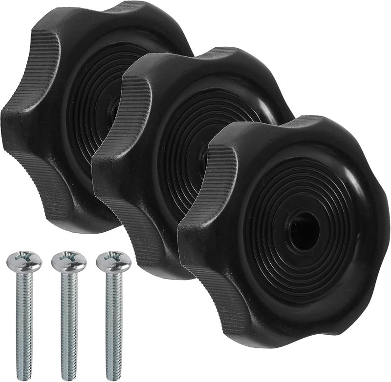 Aussio (3-Pack, Black 1" Shaft RV Window and Vent Knob Interior Hardware Camper Windows Replacement Trailer Knobs RV Window Latch Knob 2-1/4 Inch Diameter Plastic Windows Knobs - Image 1